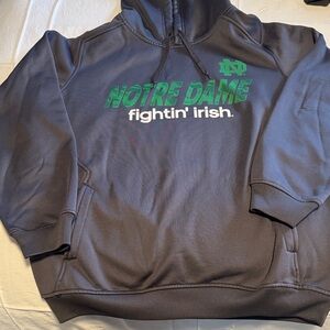 Adidas Gray Hoodie with Green Notre Dame Logo